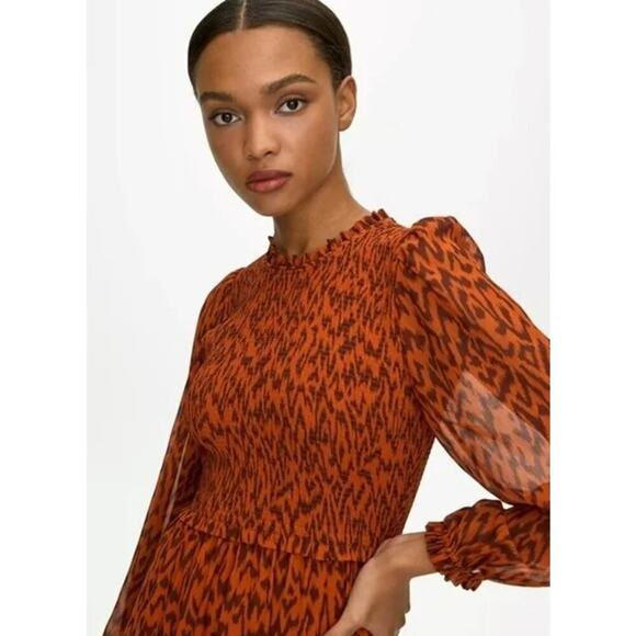 Aritzia Rust Patterned Midi Dress - Picture 2 of 9